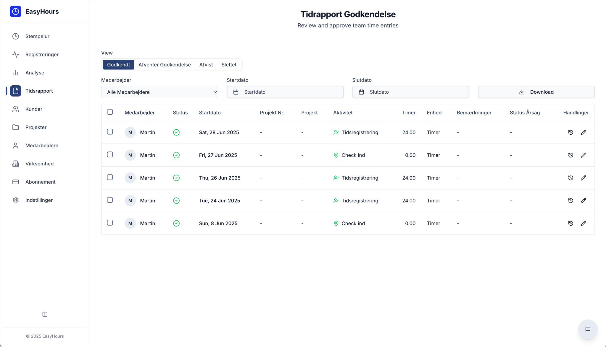 TimeTracker Desktop Interface